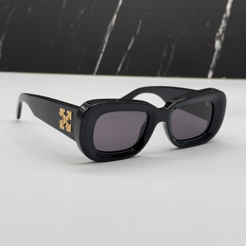 NEW OFF-WHITE CARRARA 007 BLACK OVAL UNISEX SUNGLASSES OFF-WHITE CARRARA - Picture 10 of 13